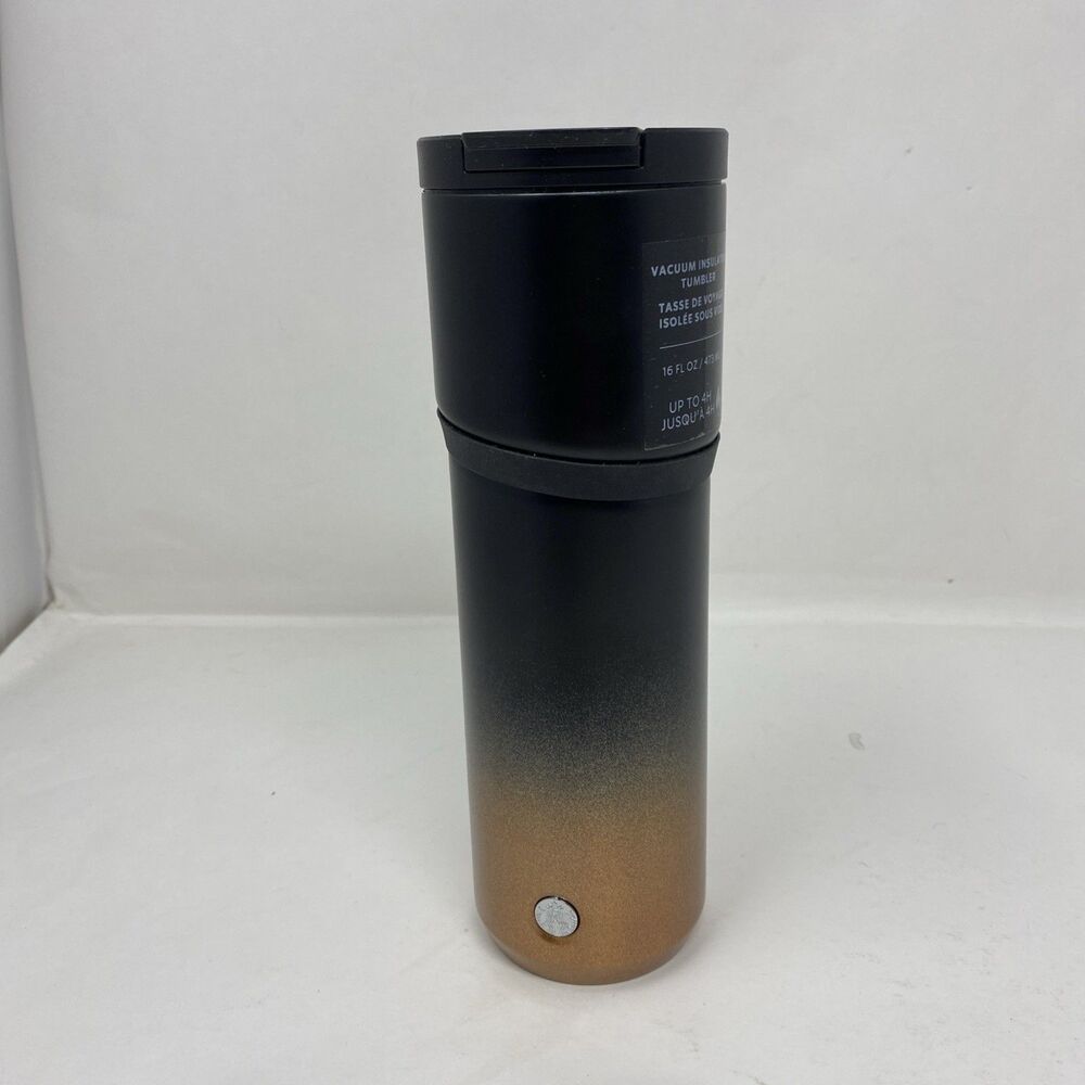 Starbucks Tumbler 16 oz Black Copper Ombre Glitter Gradient Stainless Insulated